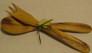 Couverts à salade 25 cm bois d'olivier