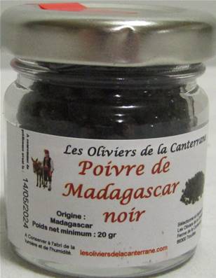 Poivre noir de Madagascar pot 40ml environ 20gr