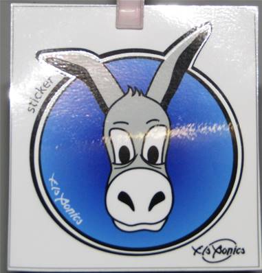 Sticker rond bleu âne