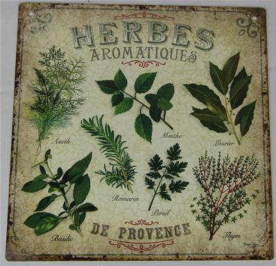 Plaque alu 19x19cm herbes aromatiques