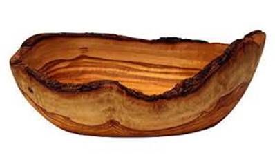 Corbeille à pain ovale rustique L30cm bois d'olivier