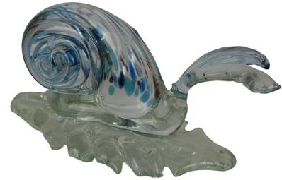Escargot bleu verre artisanal