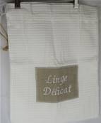 Sac brodé "linge délicat" nid d'abeille blanc