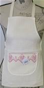 Tablier enfant monogramme rose nid d'abeille