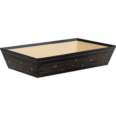 Corbeille carton rectangle Savoureux noir/cuivre 33X20X7