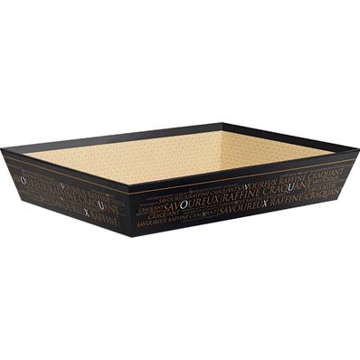 Corbeille carton rectangle Savoureux noir/cuivre 36X27X7
