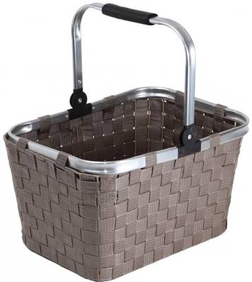 PANIER EN NYLON TAUPE ARMATURE EN METAL COULEUR ALU