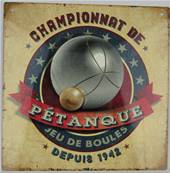 Plaque alu 19x19cm championnat de pétanque