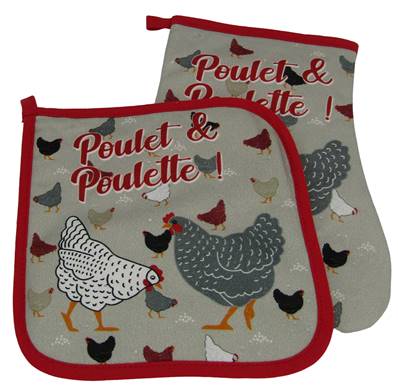 Set gant + manique poulet poulette