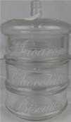 Pots empilables verre biscuits/macarons/chocolats