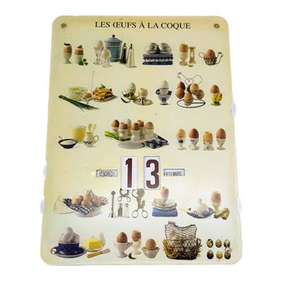 Calendrier perpétuel métal "les oeufs à la coque"