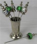 Porte-pics boules apéritif métal avec 6 piques