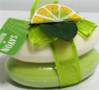 2 savons ovales 100gr décor citron vert