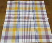 Serviette de table linge ancien ecossais bleu/jaune monogramme GP