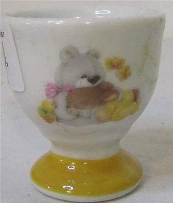 Coquetier enfant porcelaine pied jaune ours