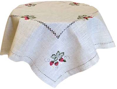 Nappe 85x85 brodé fraises et jours