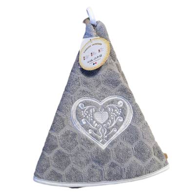 Essuie mains rond coeur gris