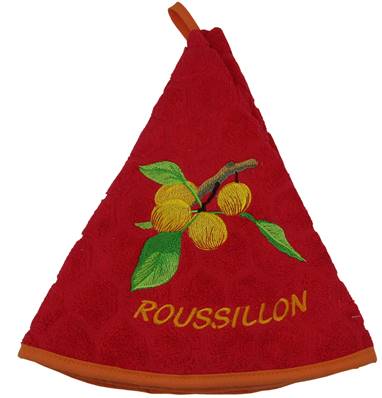 Essuie mains rond abricot rouge Roussillon