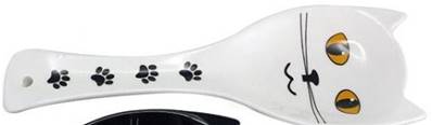 REPOSE CUILLERE blanc chat "MEOW' 24x8,6cm
