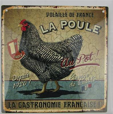 Plaque alu 19x19cm poule