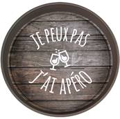 Plateau Viggo métal rond - Je peux pas j'ai apéro