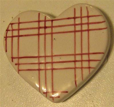 Magnet coeur carreaux rouge