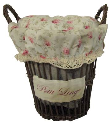 Corbeille ronde petit linge tissu fleuri