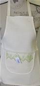 Tablier enfant monogramme anis nid d'abeille