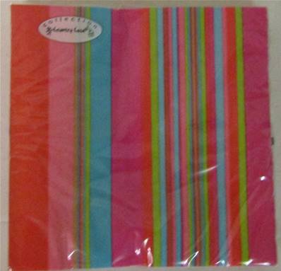 20 Serviettes papier rayures multicolores