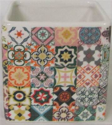 Pot carré céramique multicolore