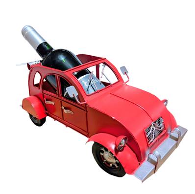 2CV Rouge support de bouteille métal 32x15x15cm