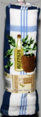 Torchon anneau brodé H d'Olive carreaux