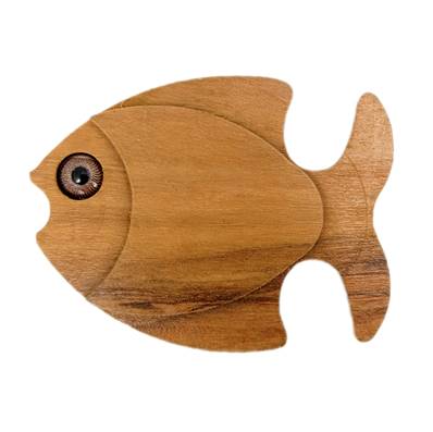 Magnet poisson bois d'olivier