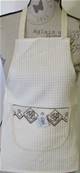 Tablier enfant monogramme marron nid d'abeille