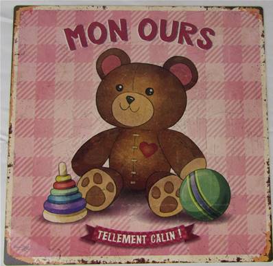 Plaque alu 29x29cm mon ours