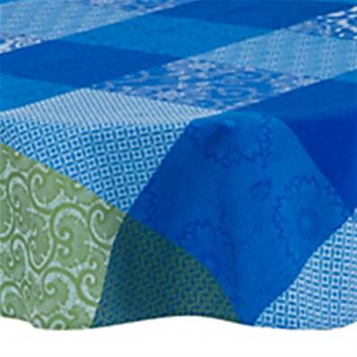 Nappe ronde "Fleurs de Kyoto" - coton -coloris indigo