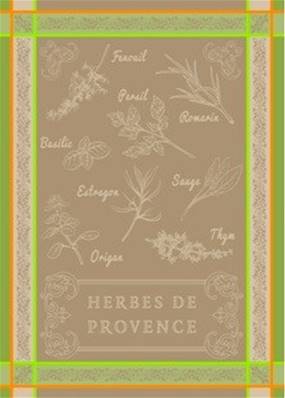 Torchon Herbier Vert Lin 50x70cm