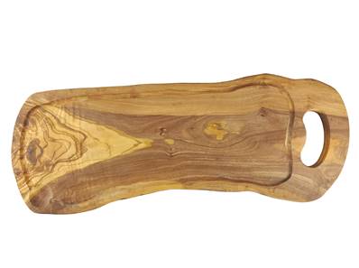 Planche à viande bois d'olivier rustique 60cm avec poignée