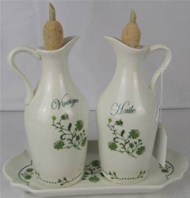 Service HV porcelaine blanc/vert