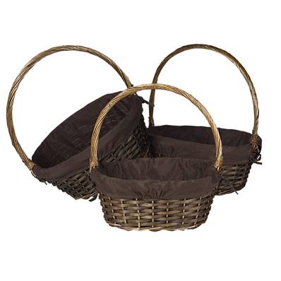 Panier 1 anse PM osier marron tissu marron