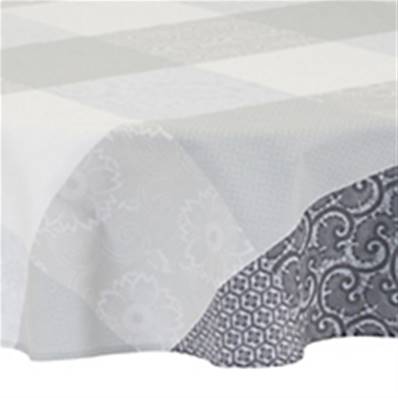 Nappe ronde "Fleurs de Kyoto" - coton -coloris brume