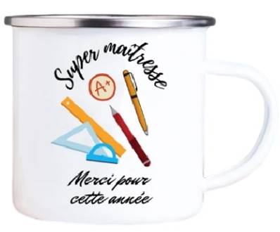 Mug métal super maîtresse merci pour cette année