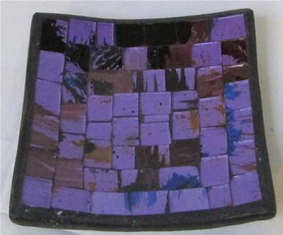 Porte savon carré mosaïque violet