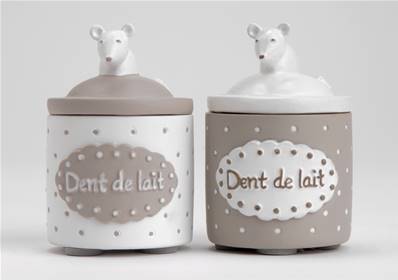 Boite à dents de lait classique bébé beige/blanc