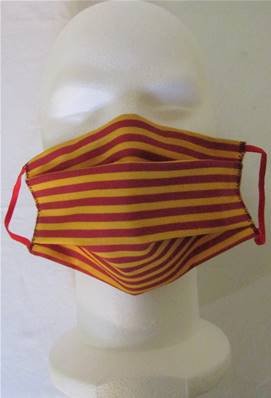 Masque barrière 19cm tissu couleurs catalanes (rouge et jaune)