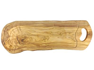 Planche à viande bois d'olivier rustique 70cm avec poignée