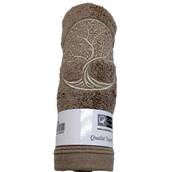 Serviette d'invité anneau 30x50 brodé arbre de vie taupe