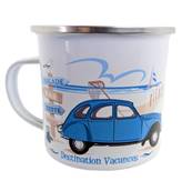 Tasse subli métal 2CV émaillé blanc