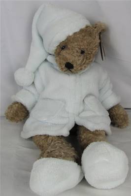 Peluche ours Aksel peignoir bleu