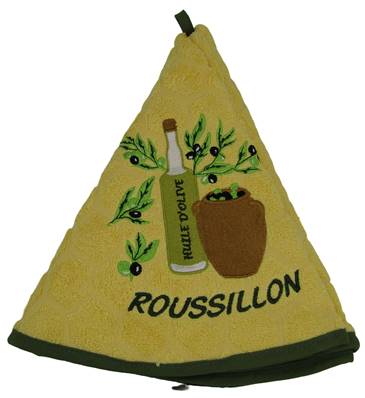 Essuie Mains rond Bouteille d'huile d'olive jaune Roussillon